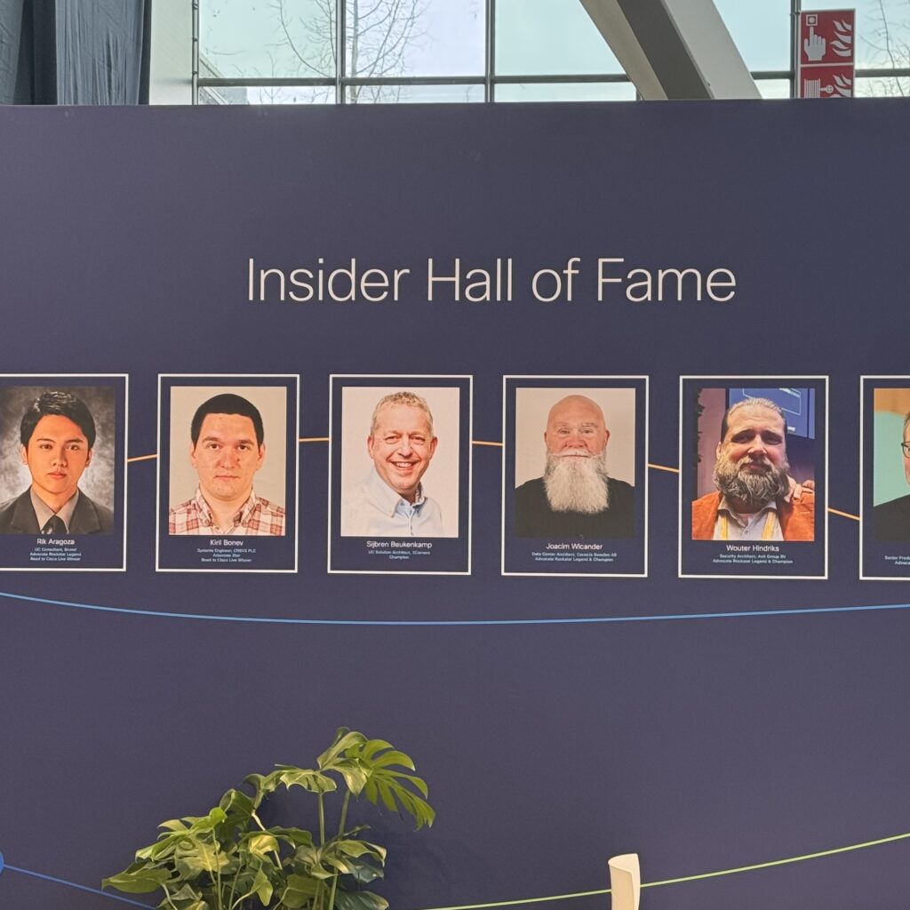 Wand 'Insider Hall of Fame' op Cisco Live met het portret van Sijbren Beukenkamp